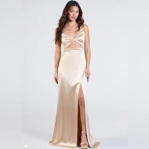 Maisy Cut-out High Slit Satin Formal Dress